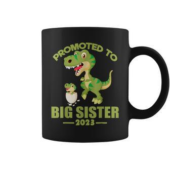 Promoted To Big Sister 2023 T-Rex Dinosaur Coffee Mug | Mazezy