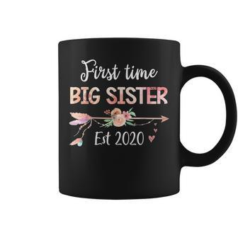 Promoted To Big Sister Est 2020 First Time Sister Floral Coffee Mug | Mazezy