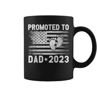 Promoted To Dad 2023 First Time Fathers Day New Dad Usa Flag Coffee Mug - Thegiftio UK