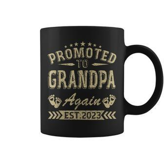 Promoted To Grandpa Again 2023 Soon To Be Dad Fathers Day Coffee Mug - Thegiftio UK