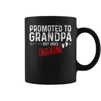 Promoted To Grandpa Again Est 2023 Baby Announcement Gift For Mens Coffee Mug | Mazezy CA