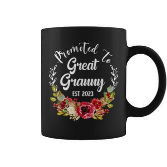 Promoted To Granny Est 2023 Women Flower First Time Mom Coffee Mug - Seseable