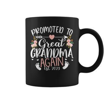 Promoted To Great Grandma Again 2023 Pregnancy Announcement Coffee Mug - Seseable