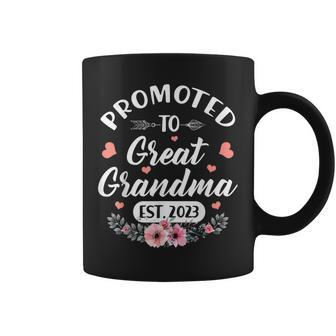 Promoted To Great Grandma Est 2023 Soon To Be Grandma Flower Coffee Mug | Mazezy