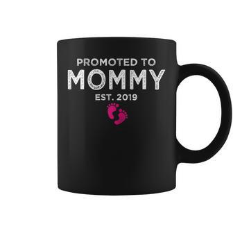 Promoted To Mommy 2019 Distressed Gift For New Moms Gift For Womens Coffee Mug | Mazezy