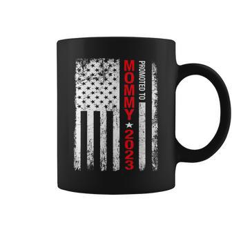 Promoted To Mommy Est 2023 Mothers Day New Mama Us Flag Coffee Mug - Seseable