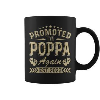 Promoted To Poppa Again 2023 Soon To Be Dad Fathers Day Coffee Mug - Thegiftio UK