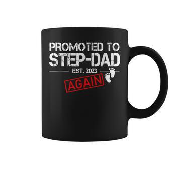 Promoted To Step Dad Again Est 2023 Fathers Day Coffee Mug - Seseable