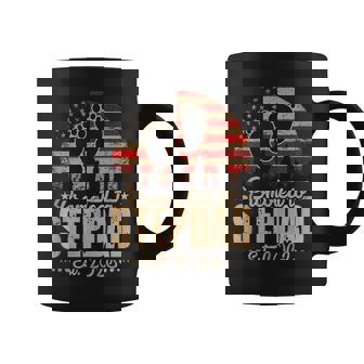 Promoted To Stepdad Est 2023 Us Flag Fathers Day Pregnancy Coffee Mug - Thegiftio UK