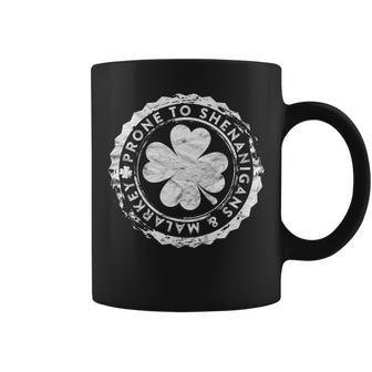 Prone To Shenanigans And Malarkey Stamp Gift St Patricks Day Coffee Mug | Mazezy
