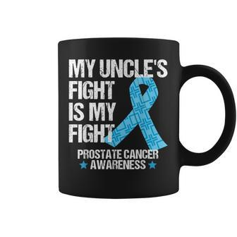 Prostate Cancer Awareness Month Uncle Fight Blue Ribbon Gift Coffee Mug | Mazezy