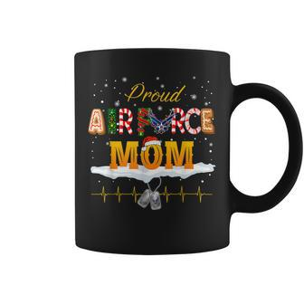 Proud Air Force Mom Santa Hat Christmas Family Coffee Mug | Mazezy