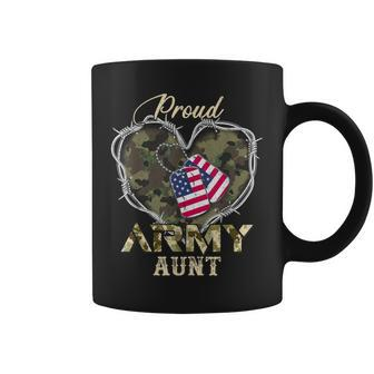 Proud Army Aunt With Heart American Flag For Veteran Coffee Mug - Seseable