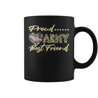 Proud Army Best Friend - Us Flag Dog Tag Heart Military Gift Coffee Mug - Seseable