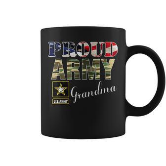 Proud Army Grandma With American Flag Gift Veteran Day Coffee Mug - Seseable