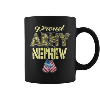 Proud Army Nephew Us Flag Dog Tags Pride Military Family Coffee Mug - Seseable