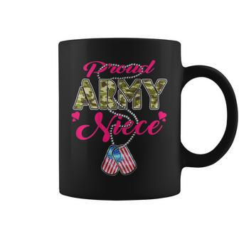 Proud Army Niece Us Flag Camo Dog Tags Pride Military Family Coffee Mug - Seseable