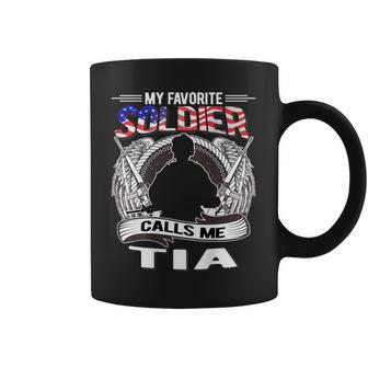 Proud Army Tia - My Favorite Soldier Calls Me Tia Aunt Gift Coffee Mug - Seseable
