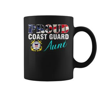 Proud Coast Guard Aunt With American Flag Military Veteran Coffee Mug - Seseable