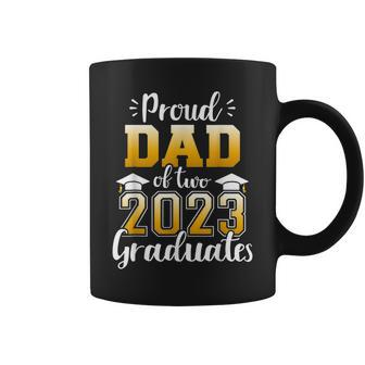 Proud Dad Of Two Class Of 2023 Graduates Senior Graduation Coffee Mug | Mazezy