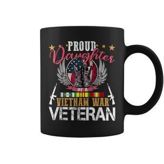 Proud Daughter Vietnam War Veteran American Flag Military Coffee Mug - Seseable