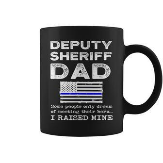 Proud Deputy Sheriff Dad Father Thin Blue Line American Flag Coffee Mug - Seseable