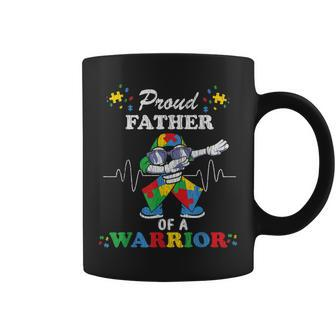 Proud Father Of A Warrior Autistic Kids Autism Awareness Dad Coffee Mug - Seseable