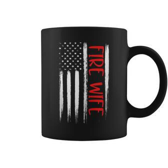 Proud Fire Wife Thin Red Line American Flag Firefighter Gift Coffee Mug - Seseable