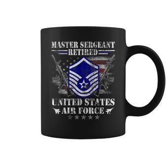 Proud Master Sergeant Retired Air Force Veteran Vintage Flag Coffee Mug - Seseable