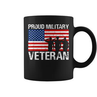 Proud Military Veteran Soldier Red White Blue Flag Coffee Mug - Seseable