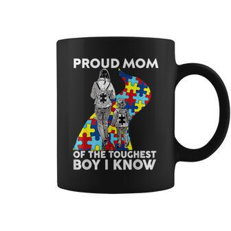Proud Mom Of The Toughest Boy I Know Autism Awareness Coffee Mug | Mazezy