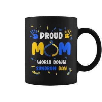 Proud Mom T21 World Down Syndrome Awareness Day Ribbon Coffee Mug | Mazezy