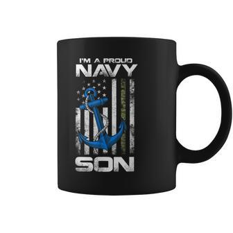 Proud Navy Son American Flag Vintage Coffee Mug - Seseable