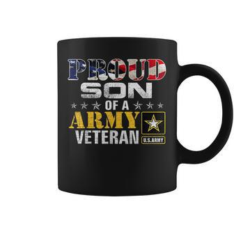 Proud Son Of A Army Veteran American Flag Military Gift Coffee Mug - Seseable