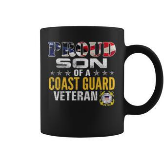 Proud Son Of A Coast Guard Veteran American Flag Military Coffee Mug - Seseable
