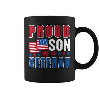 Proud Son Of A Veteran Patriotic Veterans Day Usa Flag Coffee Mug - Seseable