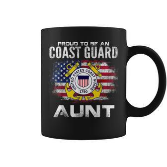 Proud To Be An Coast Guard Aunt With American Flag Gift Coffee Mug - Seseable
