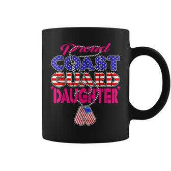 Proud Us Coast Guard Daughter Us Flag Dog Tag Military Child Coffee Mug - Seseable