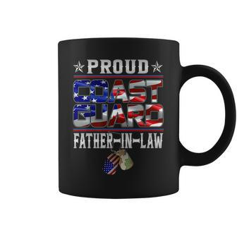 Proud Us Coast Guard Father-In-Law Dog Tags Military Family Coffee Mug - Seseable