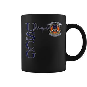 Proud Us Coast Guard Military Pride - Coast Guard Heartbeat Coffee Mug - Seseable