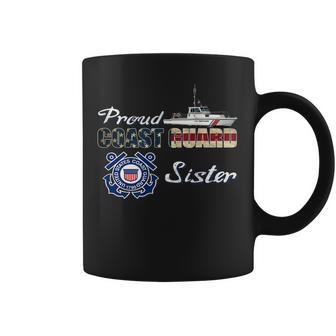 Proud Us Coast Guard Sister Military Family Flag America Coffee Mug - Seseable