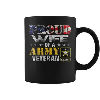 Proud Wife Of A Army Veteran American Flag Military Gift Coffee Mug | Mazezy