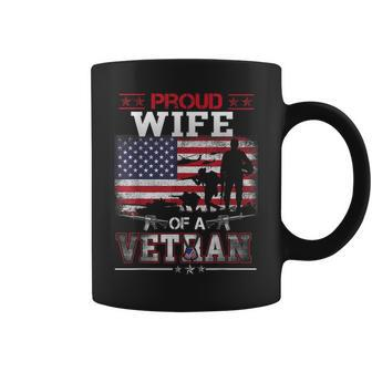Proud Wife Of A Veteran Vintage Flag Military Veterans Day Coffee Mug - Seseable