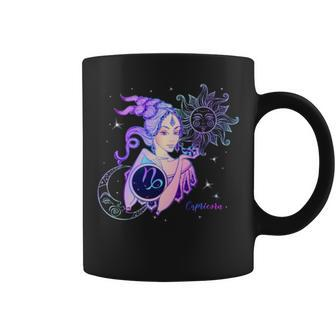 Purple Art Capricorn Horoscope Zodiac Sign Coffee Mug | Mazezy