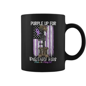 Purple Up For Military Kids Support Us Flag Military Month Coffee Mug | Mazezy CA
