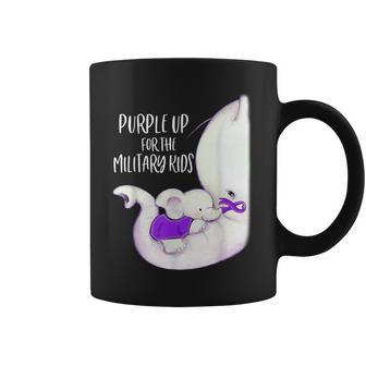 Purple Up For The Military Kids Month Funny Elephant Ribbon Coffee Mug