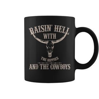 Raising-Hell With The Hippies And Cowboys Western Cowhide Coffee Mug - Thegiftio UK