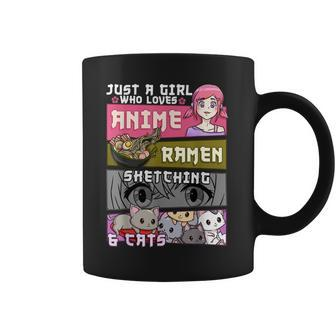 Ramen Cat Anime Sketching Just A Girl Who Loves Coffee Mug | Mazezy