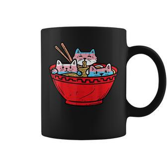 Ramen Cats Transgender Trans Pride Flag Japanese Noodle Food Coffee Mug | Mazezy