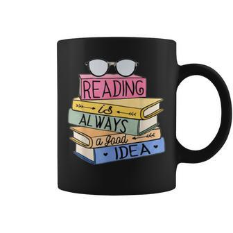 Reading Is Always The Best Idea I Library Bookworm Coffee Mug - Seseable